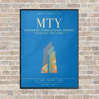 Thumbnail for Monterrey International Airport MTY - Canvas Framed - Turquoise