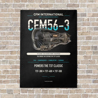 Thumbnail for CFM56-3 vertical canvas print - no frame - black background