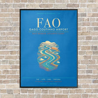 Thumbnail for Gago Coutinho Airport Faro FAO - Canvas Framed - Turquoise