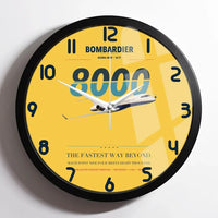 Thumbnail for Bombardier Global 8000 design on yellow framed wall clock