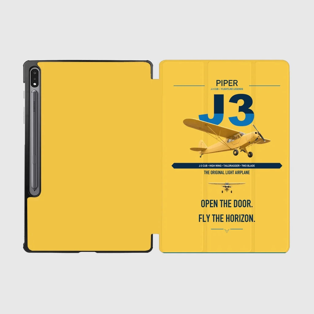 Piper J-3 Cub design on yellow samsung tablet tablet case