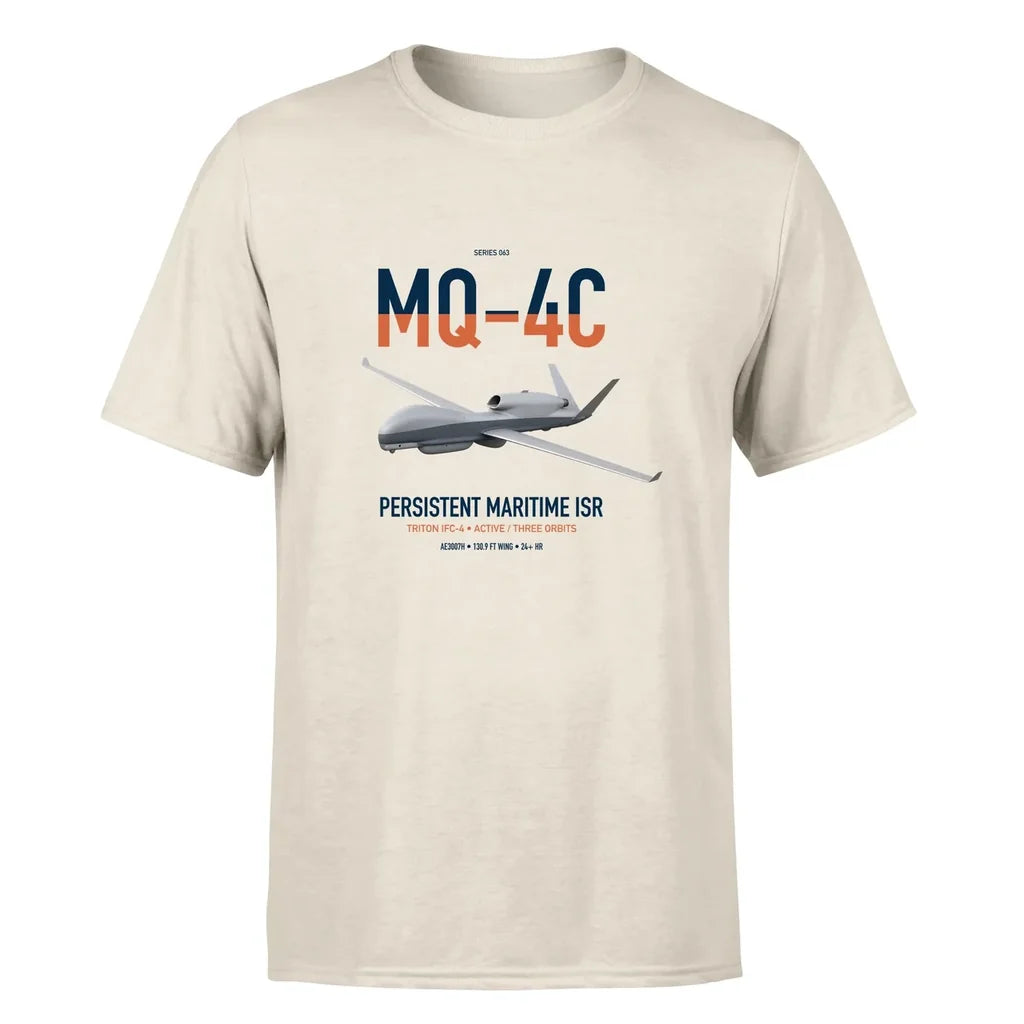 MQ-4C Triton IFC-4 design on beige double-side t-shirt, single-side print