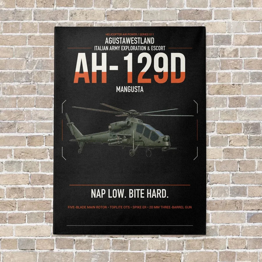 AgustaWestland AH-129D Mangusta vertical canvas print - no frame - black background
