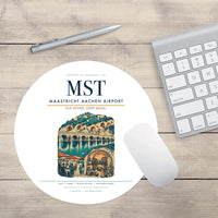 Thumbnail for Maastricht Aachen Airport (MST) design on white round mouse pad