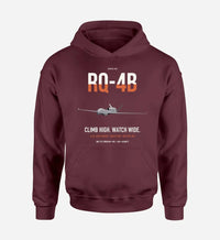 Thumbnail for RQ-4B Global Hawk design on dark red double-side hoodie, single-side print