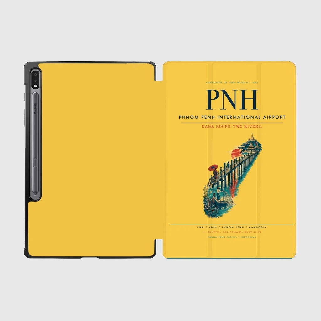 Phnom Penh International Airport (PNH) design on yellow samsung tablet tablet case