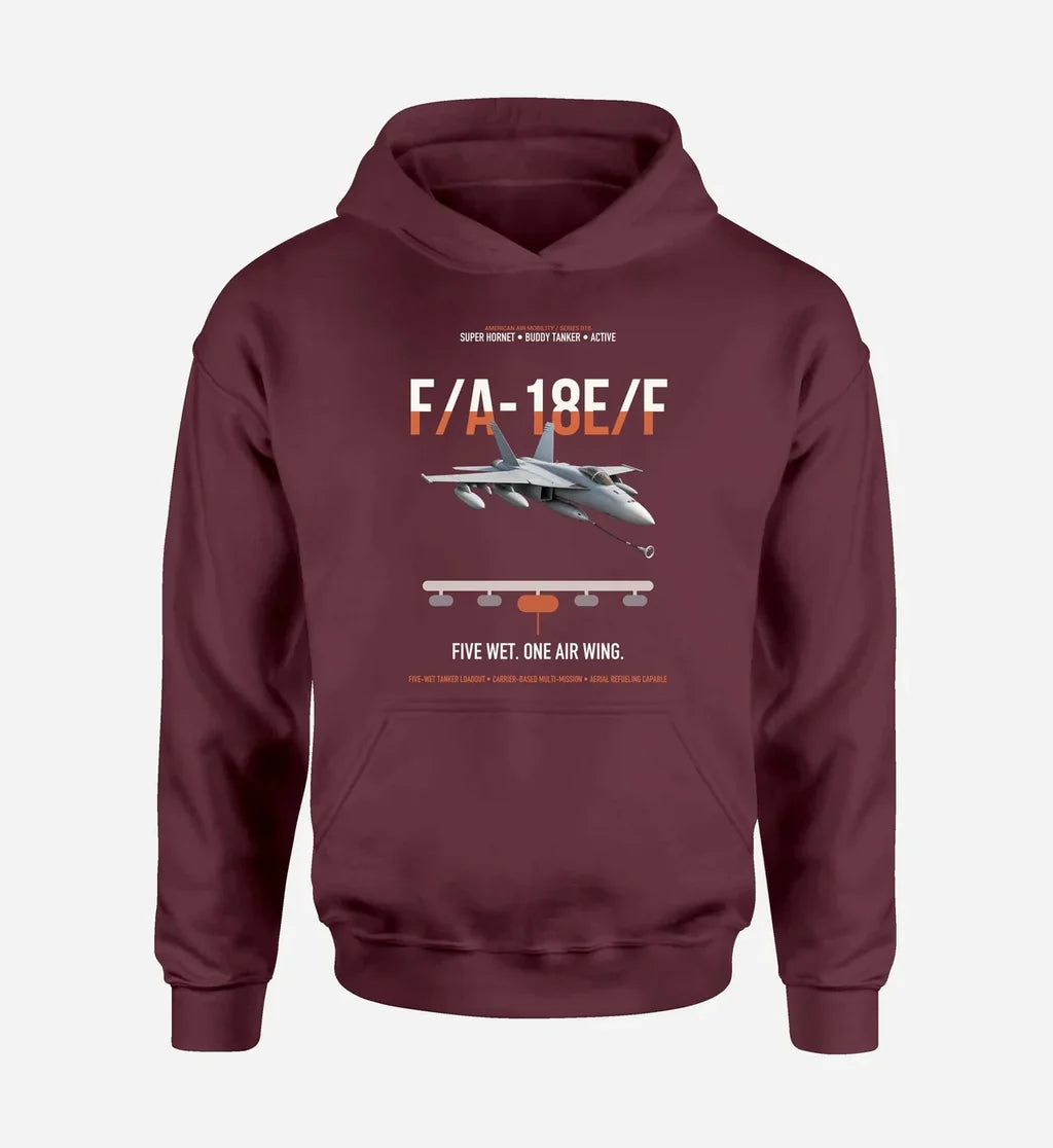 F A-18E F Buddy Tanker design on dark red double-side hoodie, single-side print