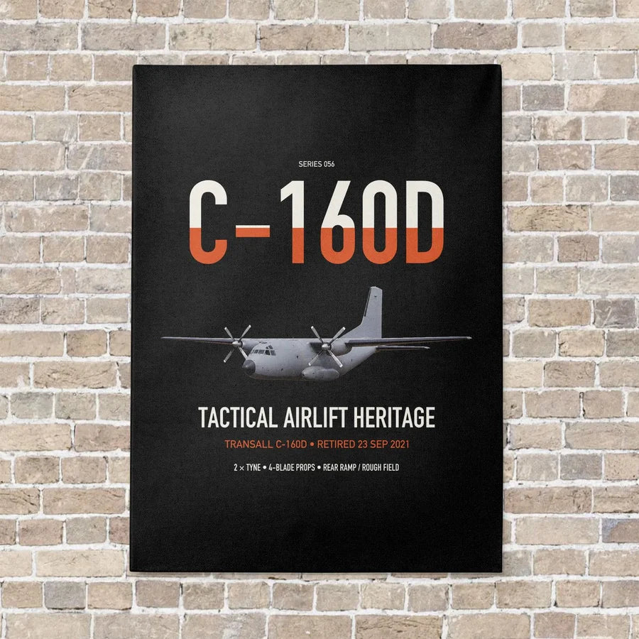 Transall C-160D vertical canvas print - no frame - black background