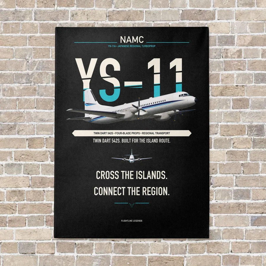 NAMC YS-11A vertical canvas print - no frame - black background