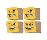 Thumbnail for C-40A Clipper Fleet Logistics Ready design on yellow 4 pieces set coaster