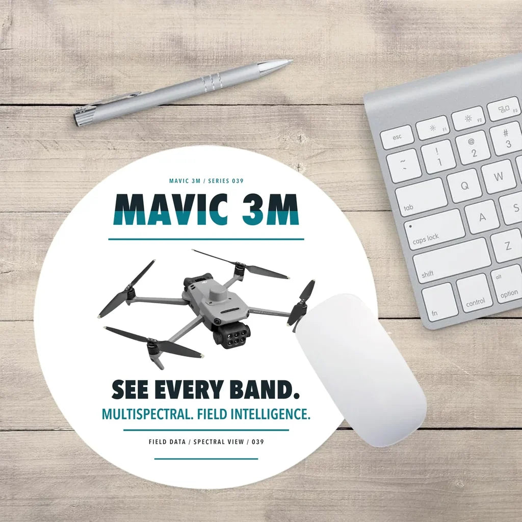 DJI Mavic 3 Multispectral design on white round mouse pad