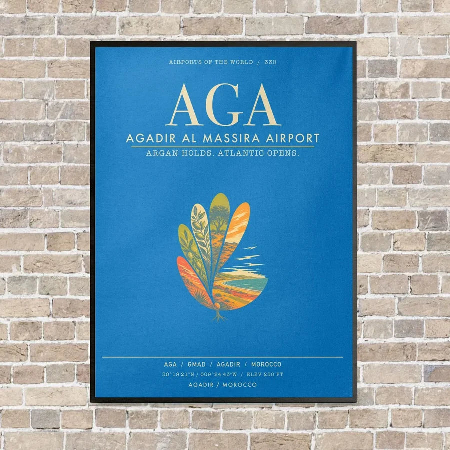 Agadir Al Massira Airport AGA - Canvas Framed - Turquoise
