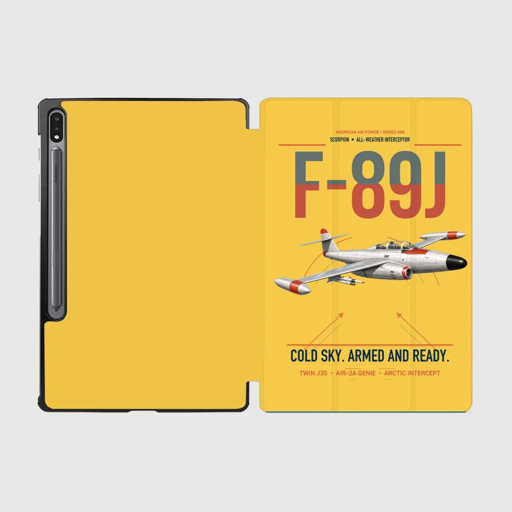 F-89J Scorpion design on yellow samsung tablet tablet case