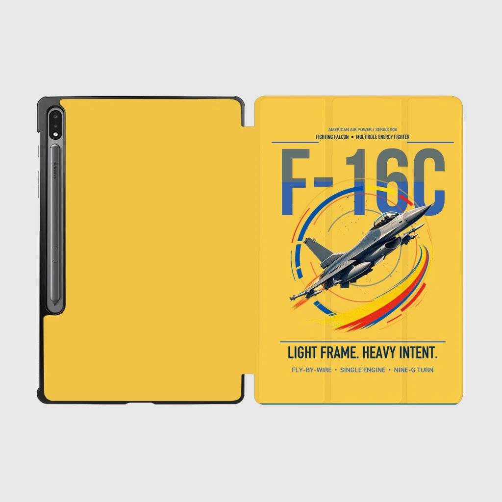 F-16C Fighting Falcon design on yellow samsung tablet tablet case