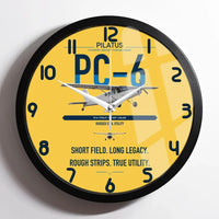 Thumbnail for Pilatus PC-6 Porter design on yellow framed wall clock