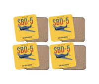 Thumbnail for SBD-5 Dauntless design on yellow 4 pieces set coaster