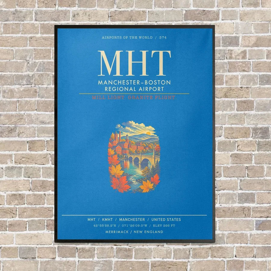ManchesterBoston Regional Airport MHT - Canvas Framed - Turquoise