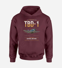 Thumbnail for TBD-1 Devastator design on dark red double-side hoodie, single-side print