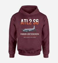 Thumbnail for Atlantique 2 Standard 6 design on dark red double-side hoodie, single-side print