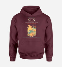Thumbnail for London Southend Airport (SEN) design on dark red hoodie single-side print