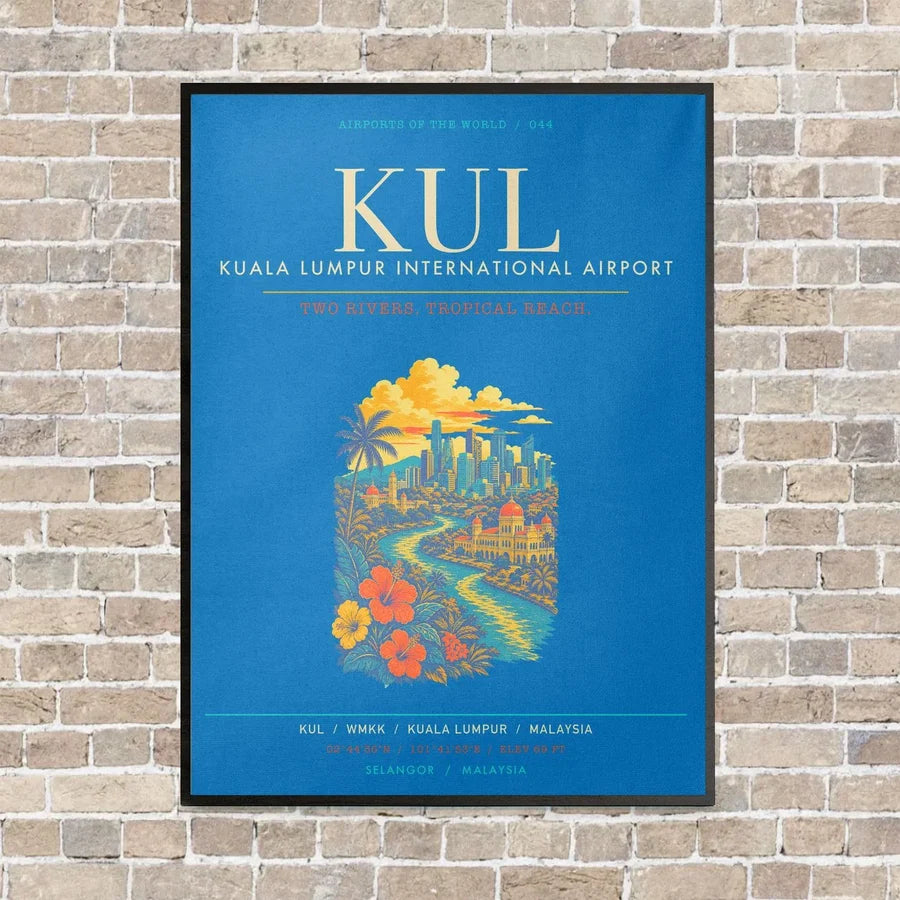 Kuala Lumpur International Airport KUL - Canvas Framed - Turquoise