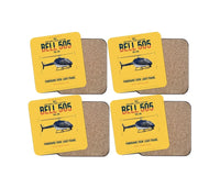 Thumbnail for Bell 505 design on yellow 4 pieces set coaster