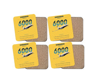 Thumbnail for Bombardier Global 6000 design on yellow 4 pieces set coaster