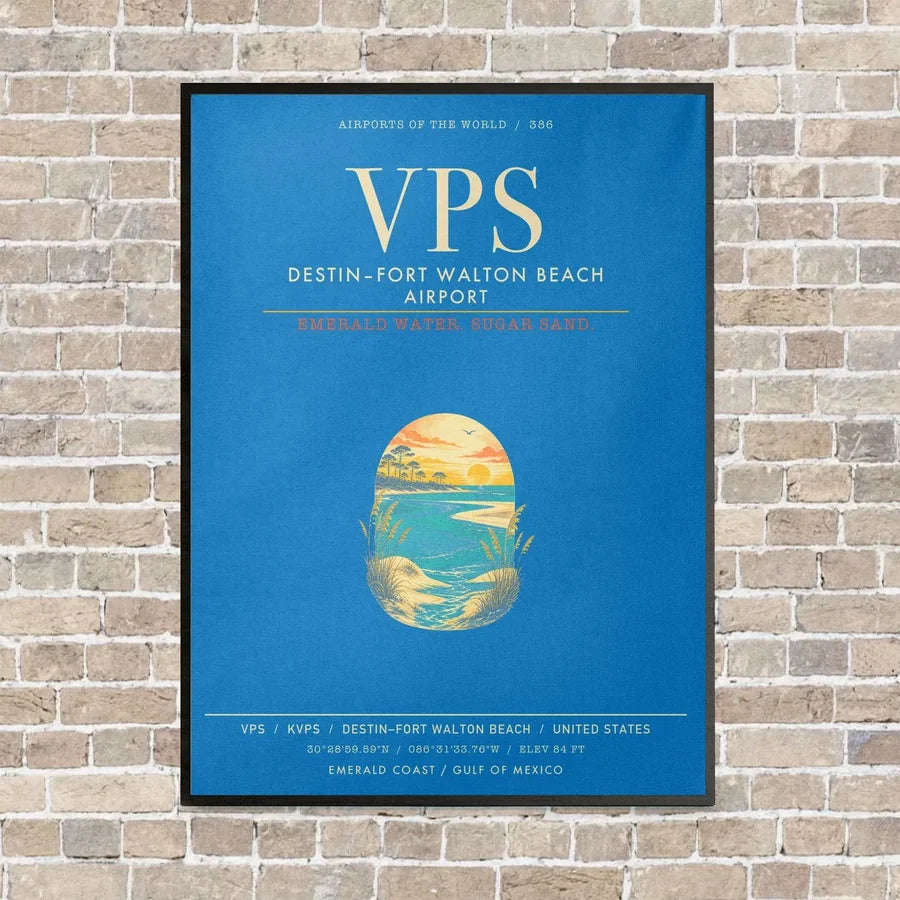 Destin Fort Walton Beach Airport VPS - Canvas Framed - Turquoise