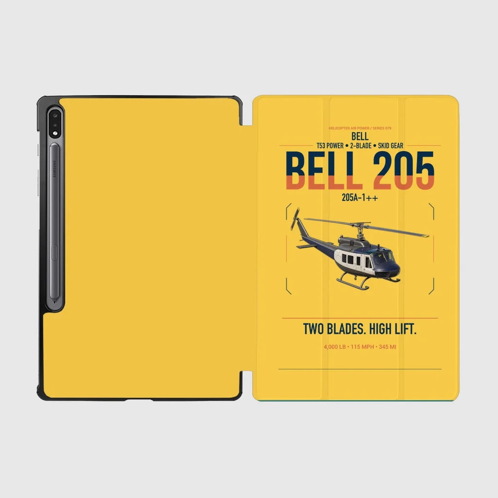 Bell 205A-1++ design on yellow samsung tablet tablet case