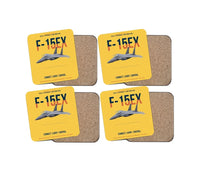 Thumbnail for F-15EX Eagle II Connect Carry Control design on yellow 4 pieces set coaster