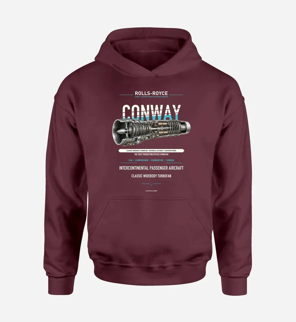 CONWAY design on dark red hoodie single side