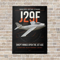 Thumbnail for Saab J 29F Tunnan vertical canvas print - no frame - black background