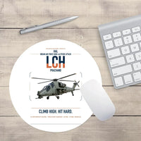 Thumbnail for HAL LCH Prachand design on white round mouse pad