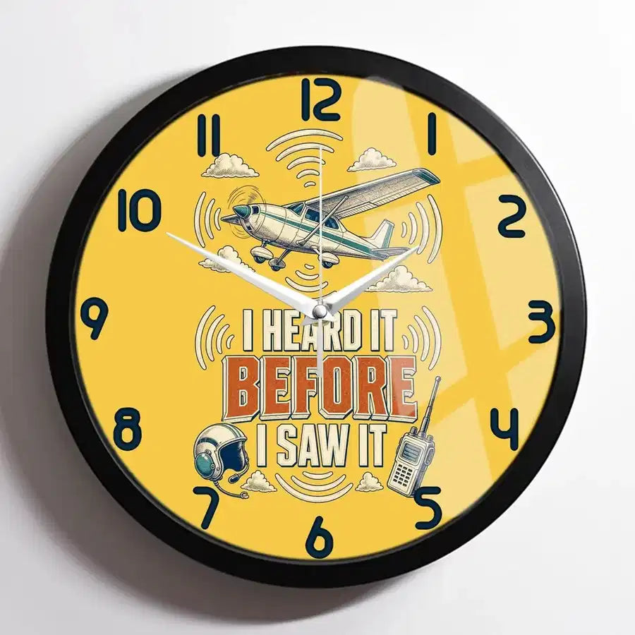I Heard It Before I Saw It design on yellow framed wall clock