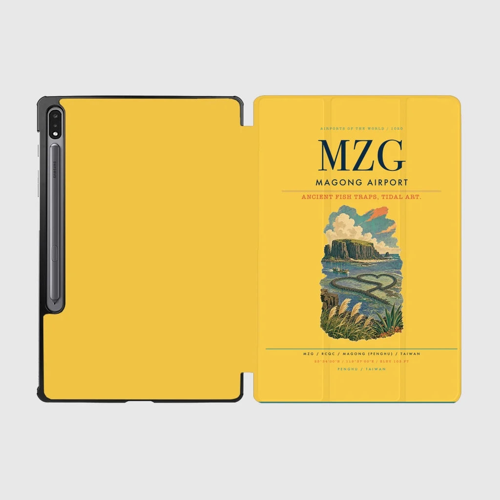 Magong Airport (MZG) design on yellow samsung tablet tablet case