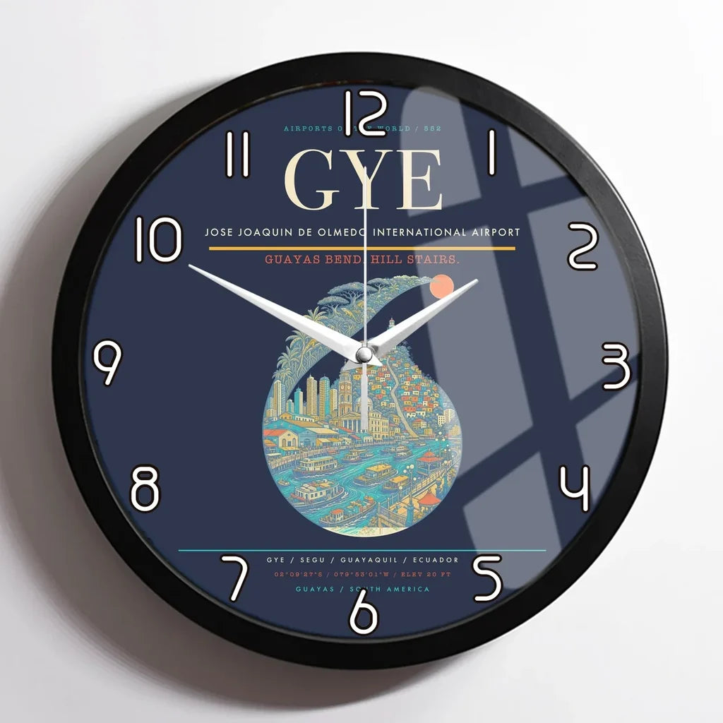 Jose Joaquin de Olmedo International Airport GYE Wall-Clock Framed - Navy Blue