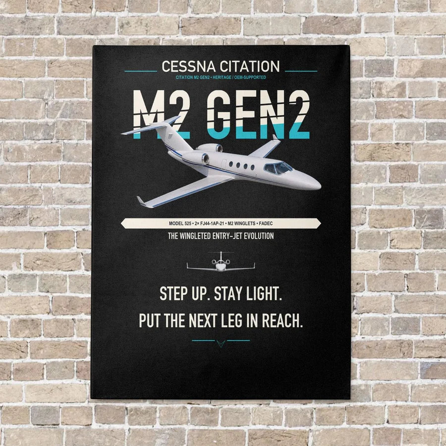 Cessna Citation M2 Gen2 vertical canvas print - no frame - black background