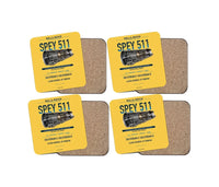 Thumbnail for SPEY 511 design on yellow 4 pieces set coaster