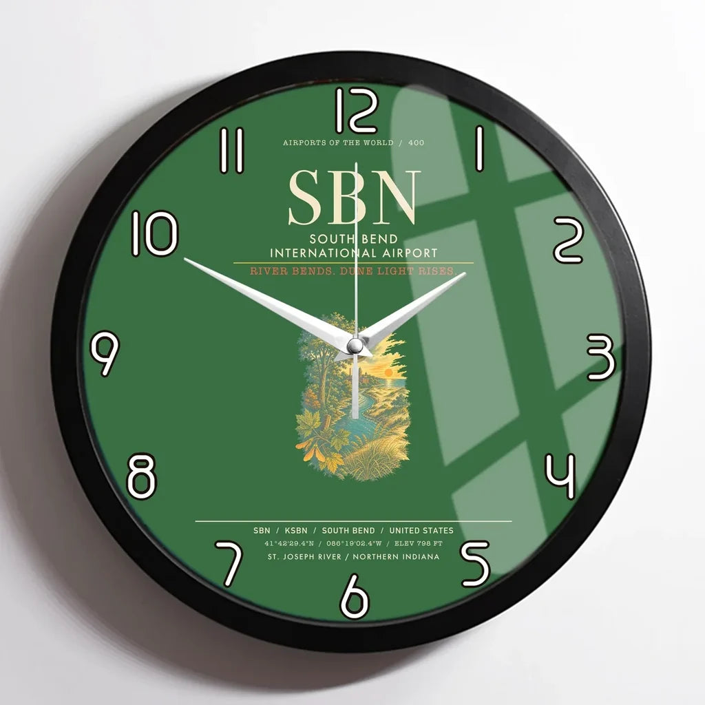 South Bend International Airport SBN Wall-Clock Framed - Green