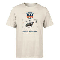 Thumbnail for Robinson R44 Raven II design on beige t-shirt, single-side print
