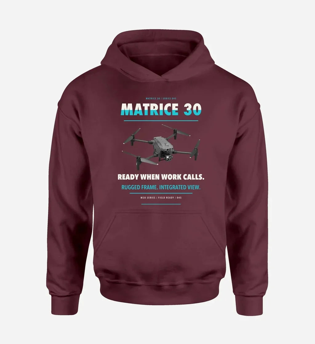DJI Matrice 30 design on dark red hoodie single side