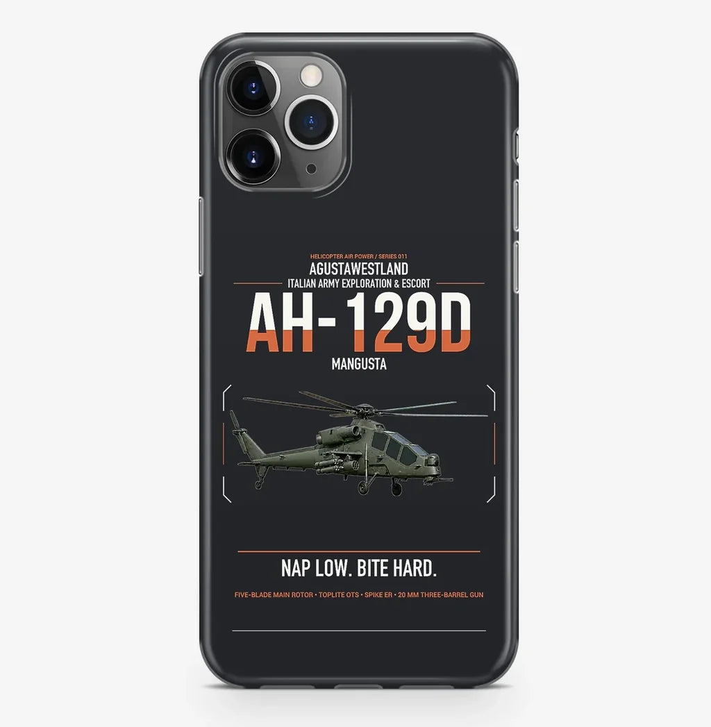 AgustaWestland AH-129D Mangusta design on black magsafe iphone case, for iPhone Pro Max