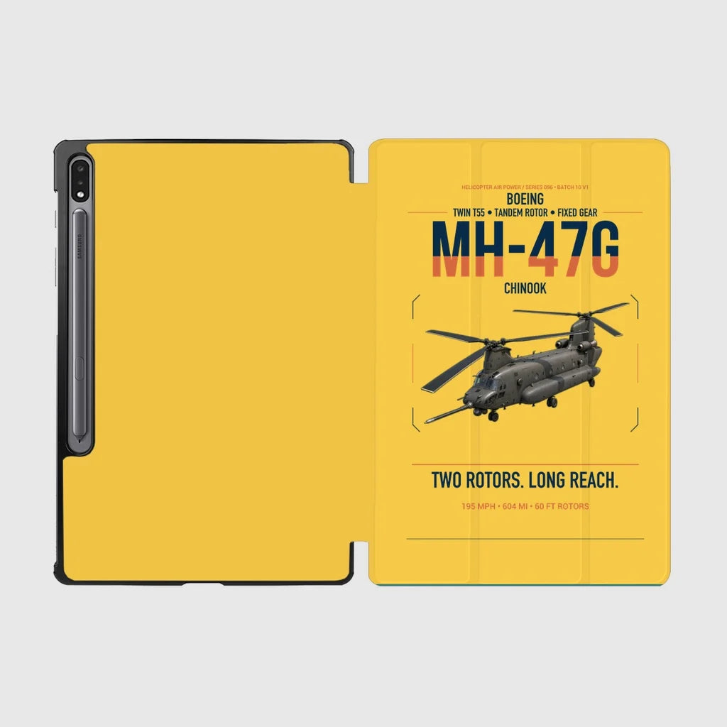 Boeing MH-47G Chinook design on yellow samsung tablet tablet case
