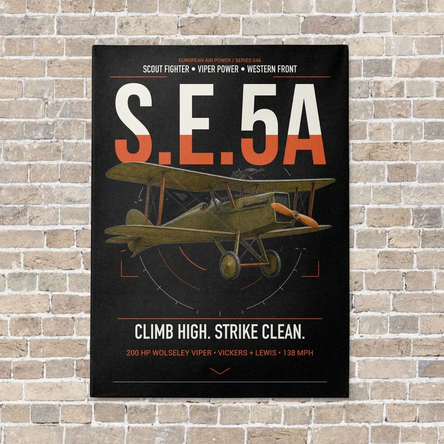 Royal Aircraft Factory S.E.5a vertical canvas print - no frame - black background