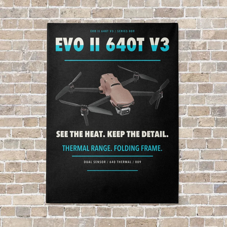 Autel EVO II Dual 640T V3 vertical canvas print - no frame - black background
