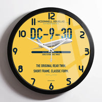 Thumbnail for McDonnell Douglas DC-9-30 design on yellow framed wall clock