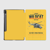 Thumbnail for Leonardo AW159 Wildcat HMA2 design on yellow samsung tablet tablet case