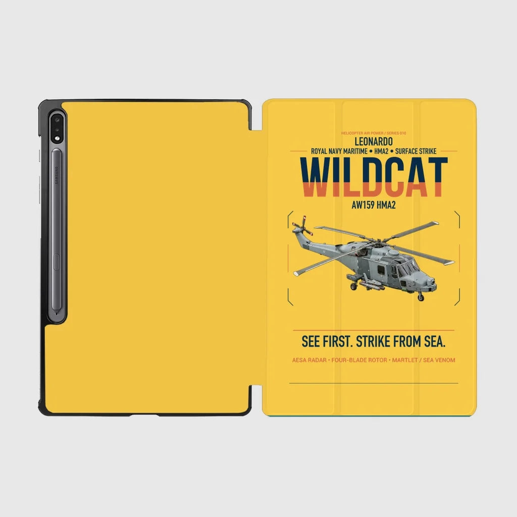 Leonardo AW159 Wildcat HMA2 design on yellow samsung tablet tablet case