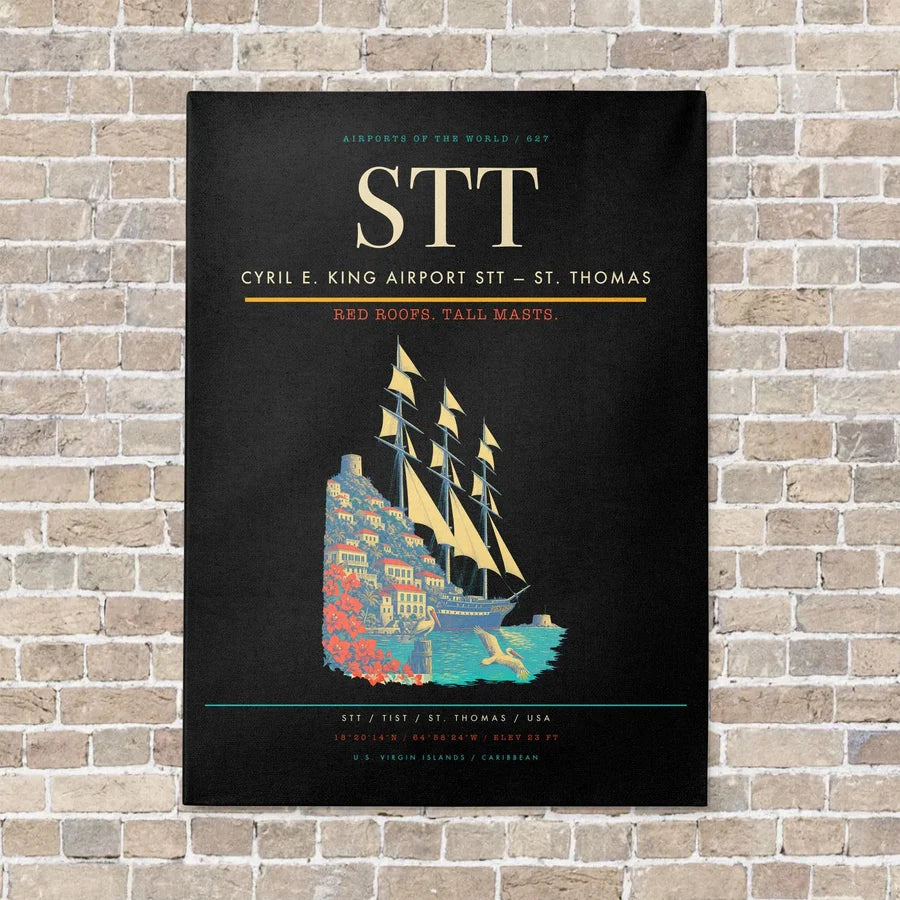 Cyril E. King Airport STT — St. Thomas vertical canvas print - no frame - black background