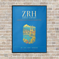 Thumbnail for Zurich Airport ZRH - Canvas Framed - Turquoise